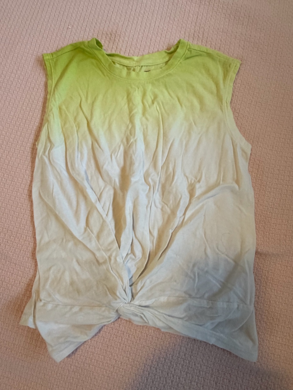 Zella Green Ombre Sleeveless Tie-Front Tank